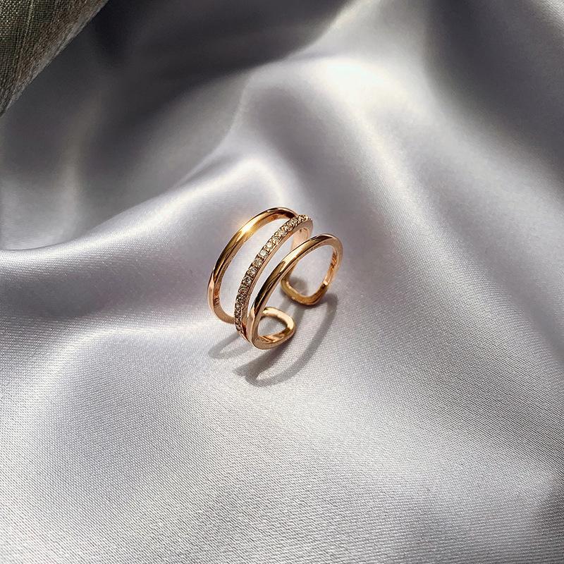 Ring Women'S Niche Design Silver Micro-Set Diamond Index Finger Ring Korean Niche Design Japanese Light Luxury Ring