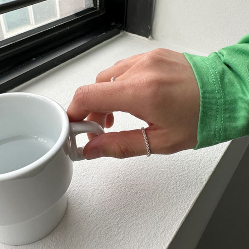 geegee [silver925] white cubic tennis ring