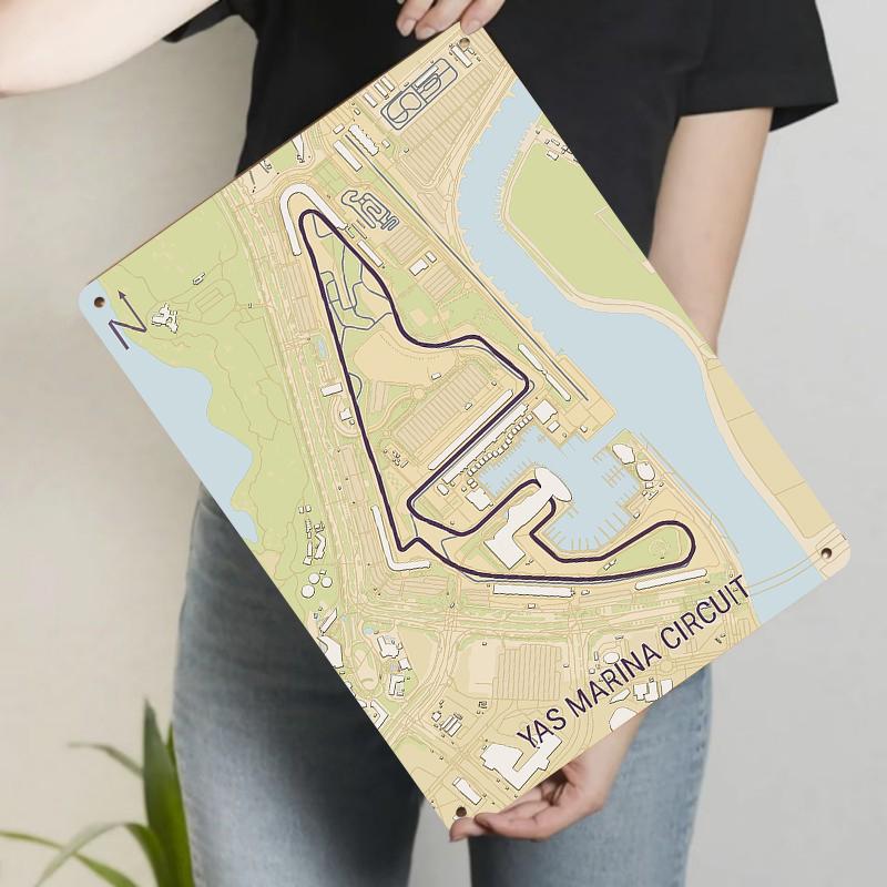 Yas Marina Circuit Map Custom Metal Wall Art Racing Theme Home Decor Metal Craft Decoration
