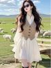 2026 Spring Collection: Chic French High-End White Two-Piece Mini Dress for Women