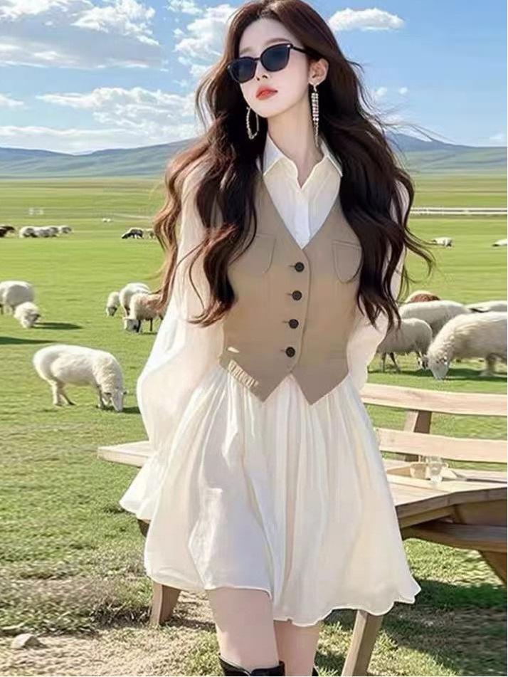 2026 Spring Collection: Chic French High-End White Two-Piece Mini Dress for Women