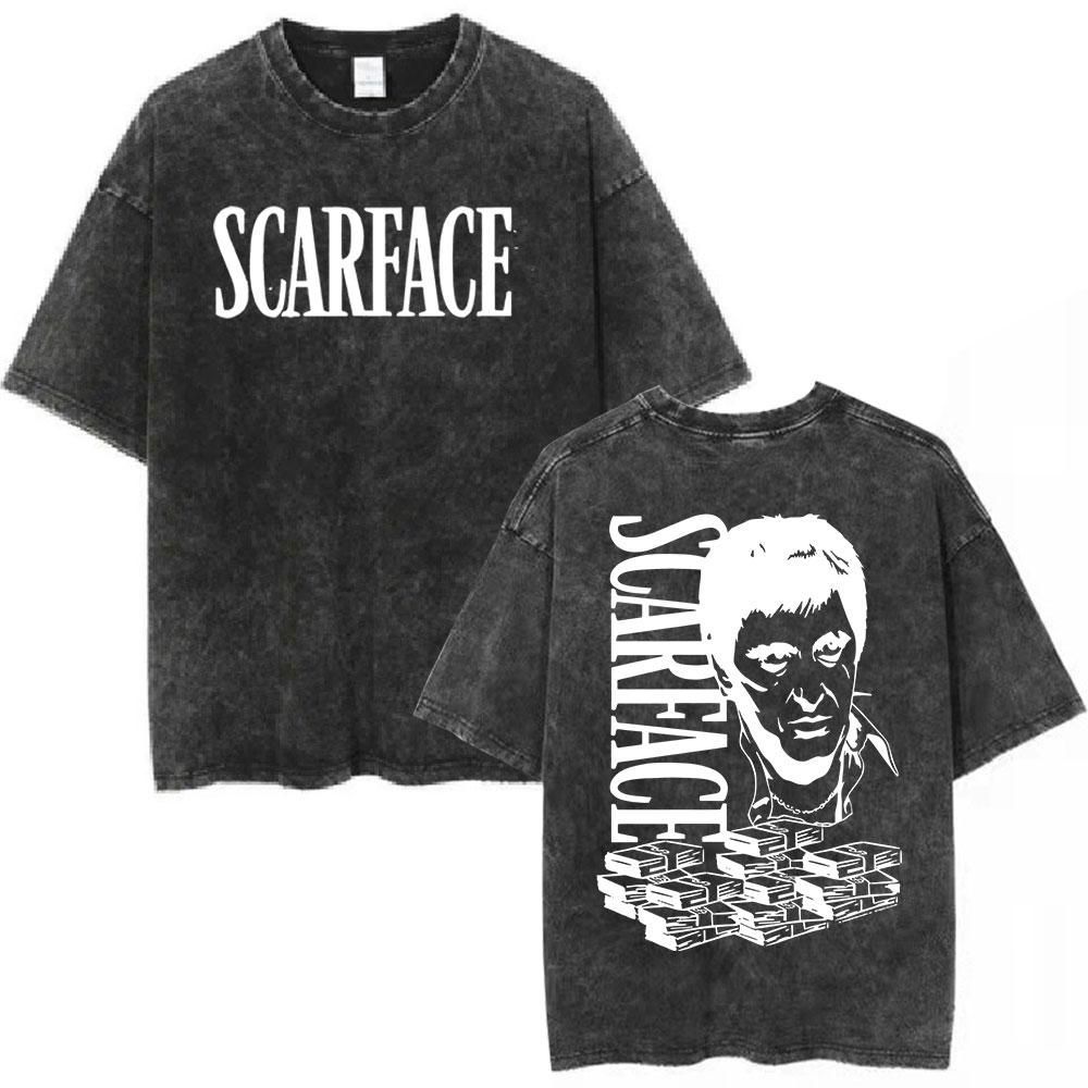 Movie Scarface The World Is Yours Vintage Washed Tshirt Tony Montana Al Pacino Unisex Unisex Clothing Oversized T Shirt Streetwear