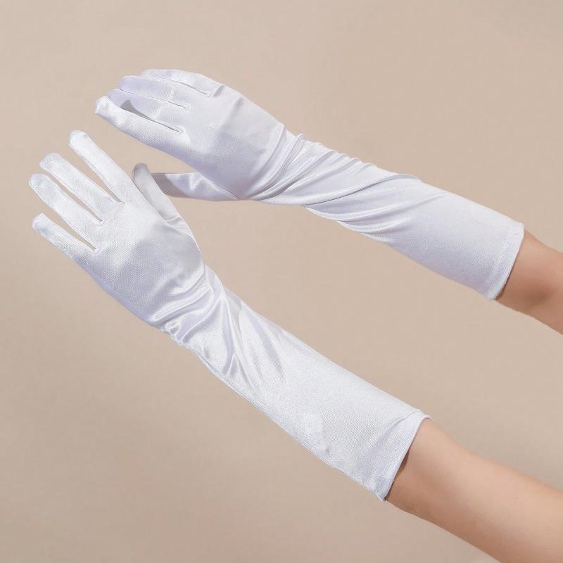 1 Pair Stretchy Satin Women Sexy Gloves, Suitable For Evenings, Galas, Performances, Wedding And Party Outfits