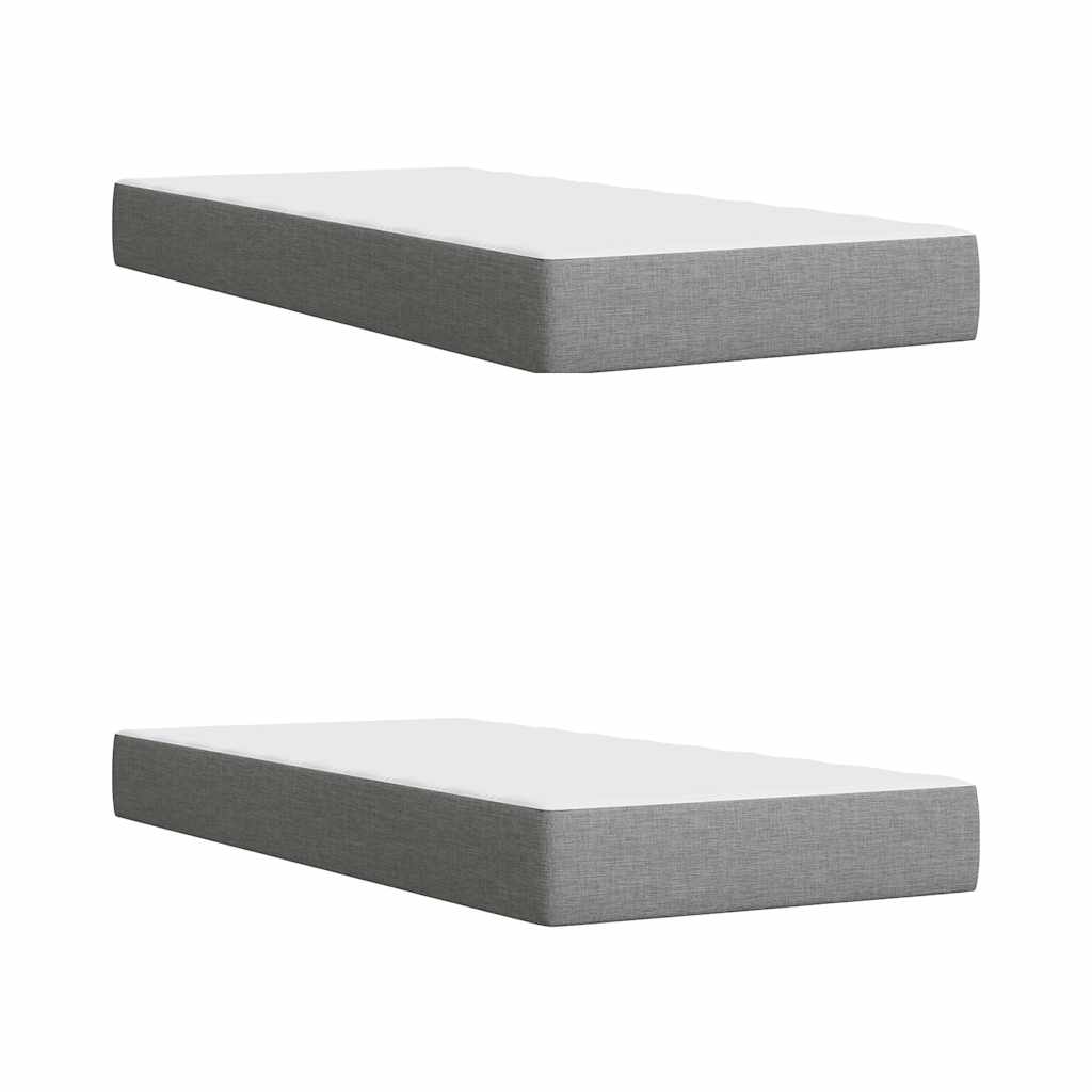 Box Spring Bed with Mattress Light Grey 200 x 200 cm Fabric