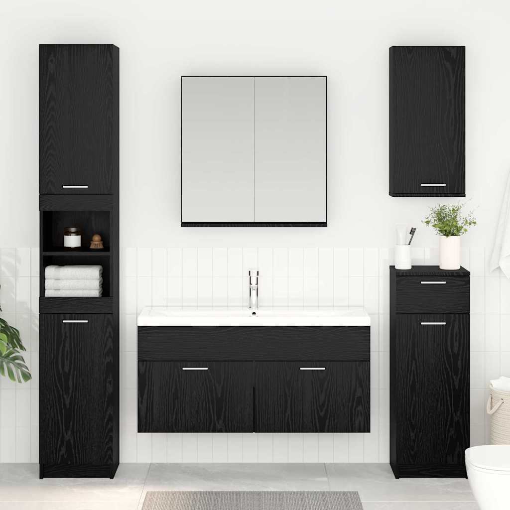 Black Oak Effect Washbasin Cabinet Wooden Composite Material