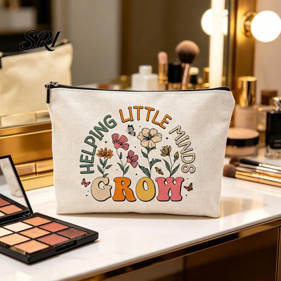 Travel Essentials Bag Cosmetic Teacher Theme Compact Toiletry Portable Zipper Close Storage for And Dressing Table Handbag Organizer