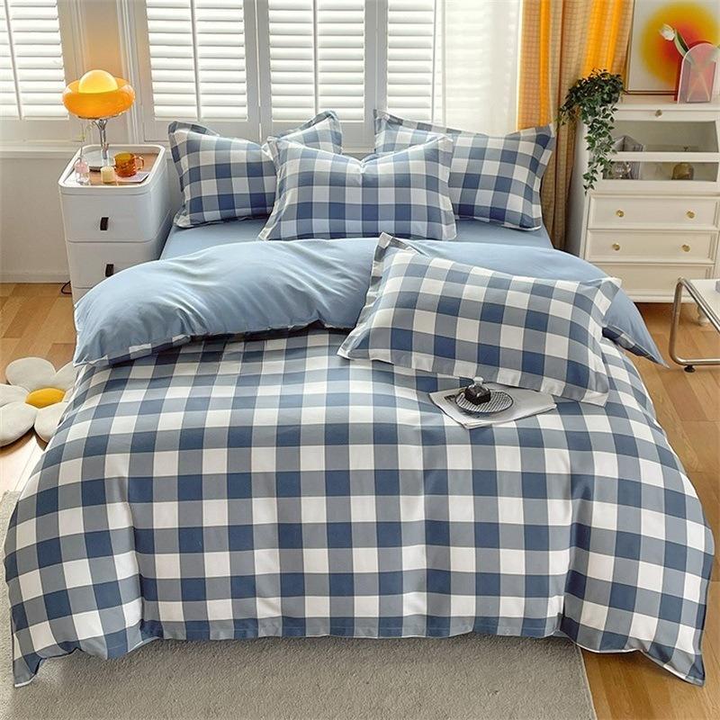 Ins Style Korean Bedding Set Breathable 3/4pcs Bed Sheets Set Quilt Covers Solid Duvet Covers for Home School Fundas Nórdicas