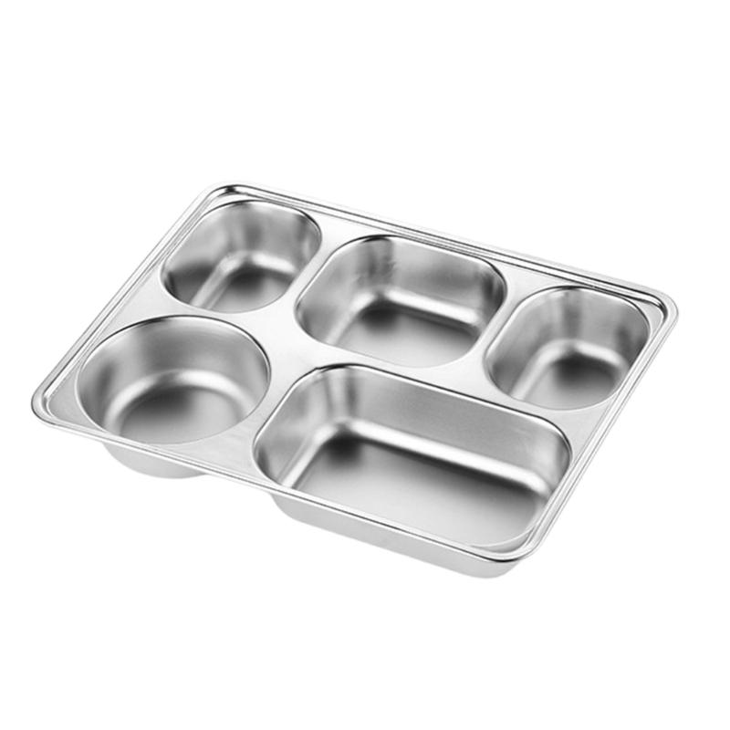 

Stainless Steel Divided Food Tray For School Cafeteria Office Family Meals Children Dinner Plate with Compartments