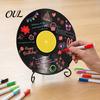 DIY Commemorative Ornaments Vinyl Record Graffiti Clock Ornament, Blank Acrylic Retro Tabletop Wall Creative Craft Projects Decor with Stand, Reusable