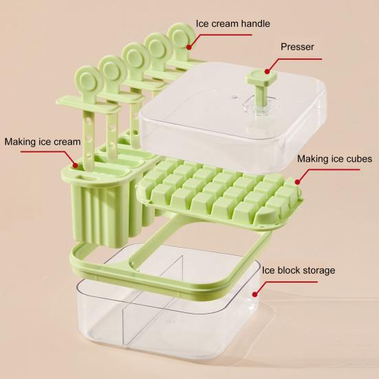 2-in-1 Ice Cube Tray with Lid Easy Push Release Ice Mold for DIY Popsicles Leakproof Freezer Container for Summer Drinks