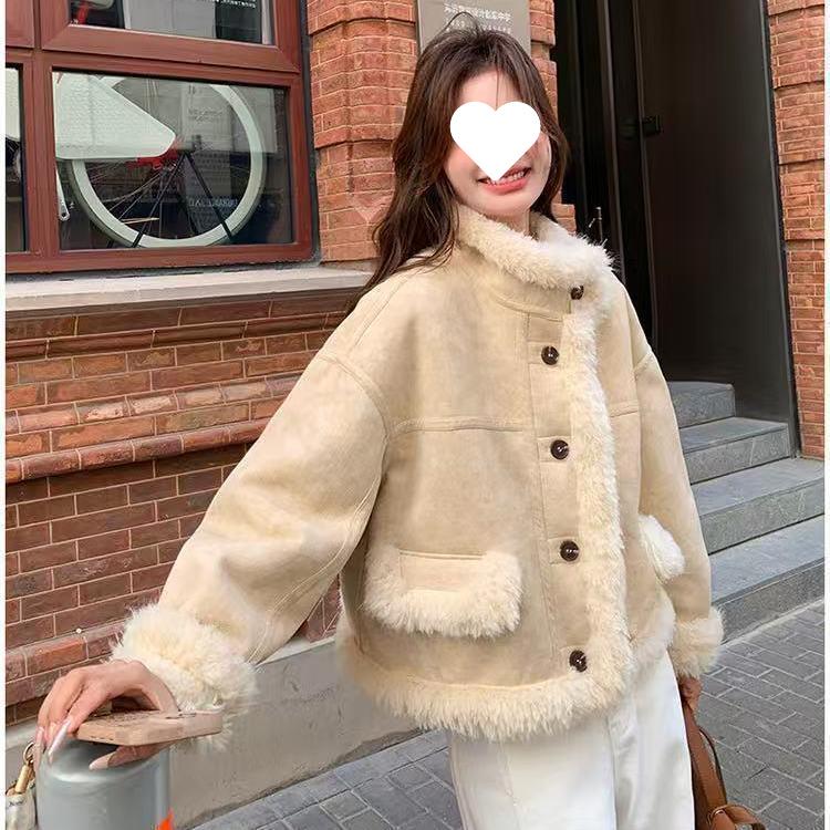 Korean Style Lambswool Women s Short Thick Winter Coat - 2025 Collection L жёлтый