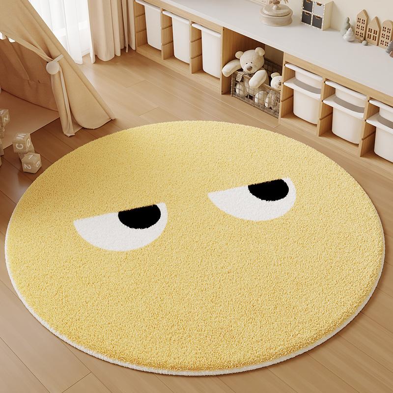 

Cartoon Style Carpets for Living Room Home Fluffy Soft Rug Cute Round Bedroom Decor Solid Color Carpet Thick Anti-slip Study Mat 80x80CM