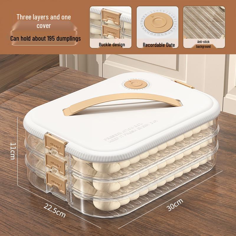 Multi-layer Transparent Dumpling Storage Box with Timer - Kitchen Food Grade Plastic