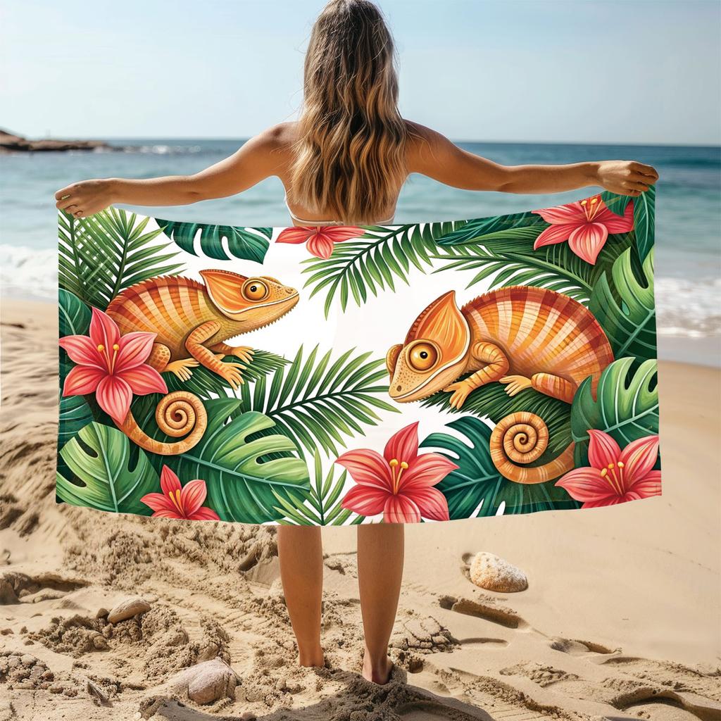 Chameleon Print Towel Sports Quick-Drying Super Absorbent Camping Towel Soft Lightweight Gym Swimming Yoga Beach Towel