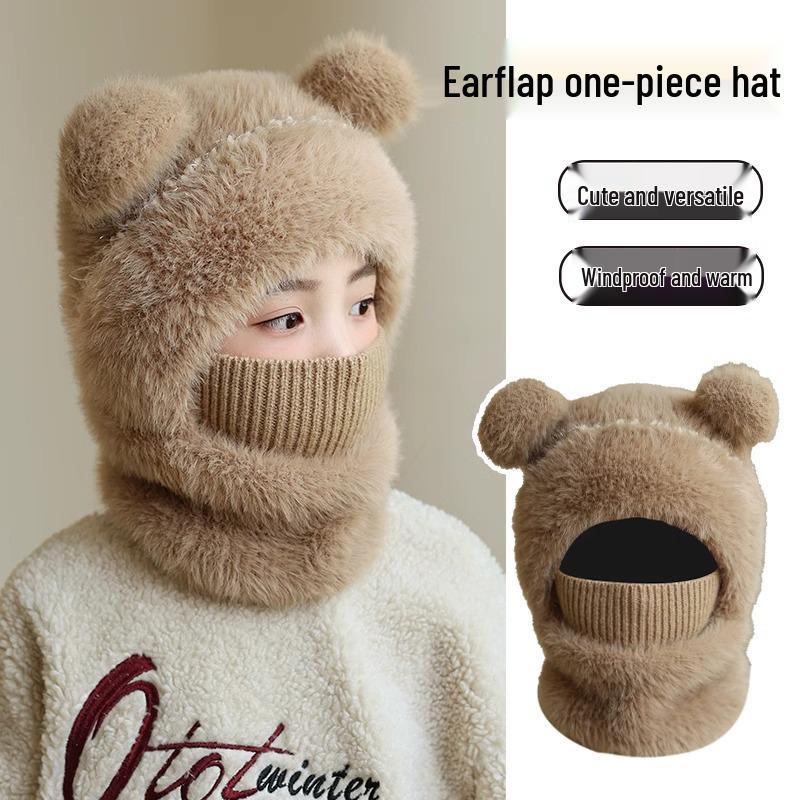Kids' Wool Hat and Scarf Set with Ear Protection for Women and Boys - Warm, Velvet-Lined Pullover for Autumn and Winter