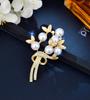 Bauhinia Brooches Pins Crystals Imitation Pearl Flower Brooch Women Wedding Party Accessories Fashion Jewelry Gifts
