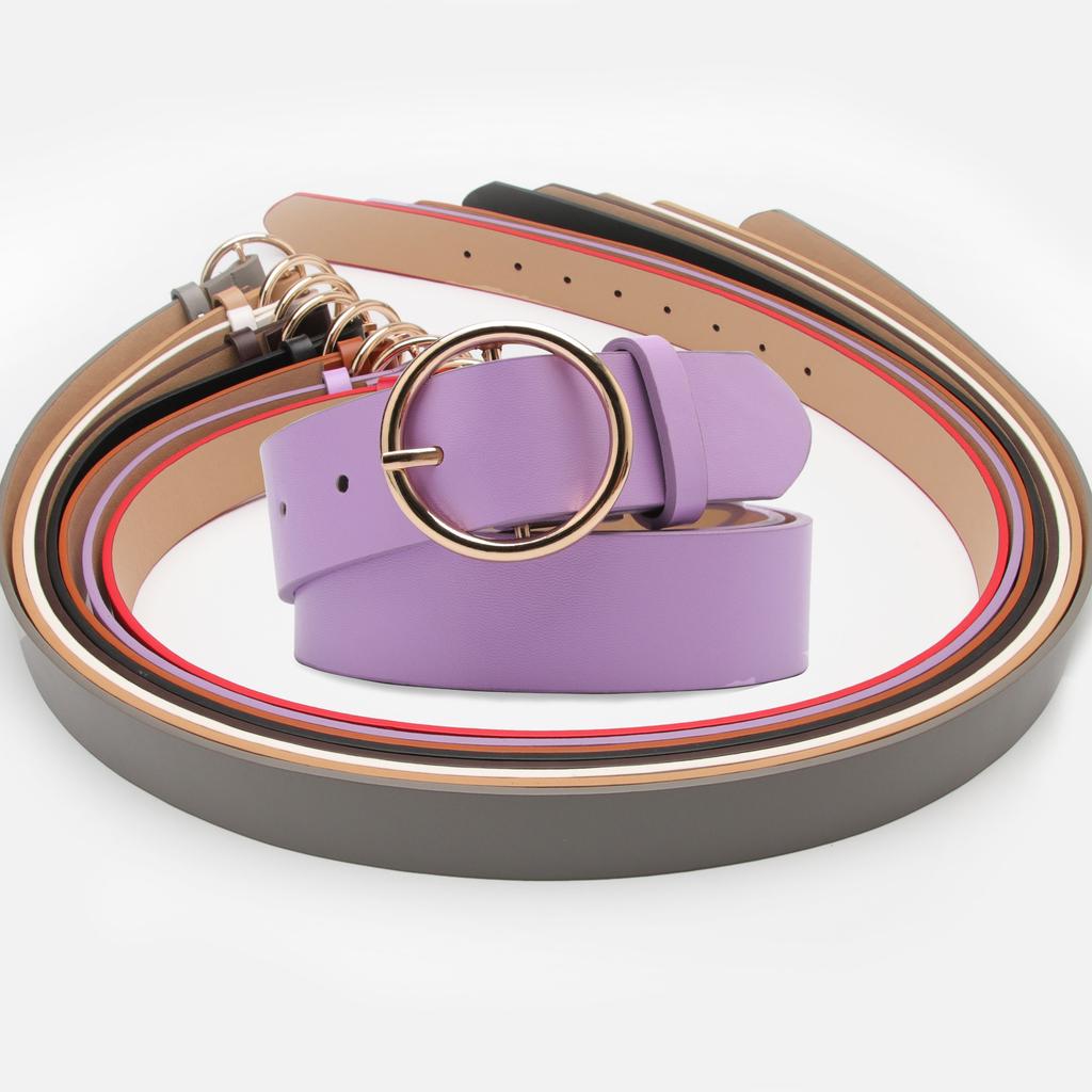 Women's Belt, Round Buckle Casual Simple and Versatile Women's Jeans Accessories Belt, Women's