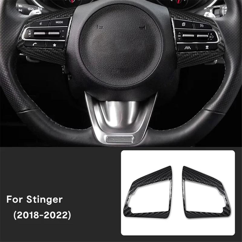 A87Q-Real Hard Carbon Fiber Sticker Steering Wheel Panel Trim for Kia Stinger 2018