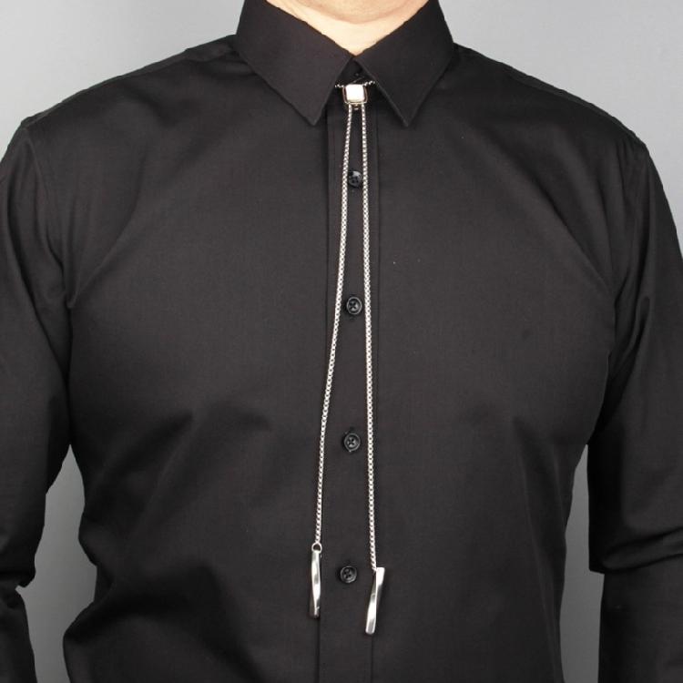 Cowboy Necktie Metal Cube Pendant Bolo Tie for Gentlemana Shirt Sweater Decors