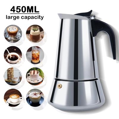 Aparat de espresso pe plită Aparat de cafea Moka Oală Moka din oțel inoxidabil Espresso italian clasic Oală Moka 9 cani/450 ml