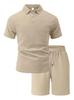 Men's Summer Jacquard Fabric Casual Polo Shirt & Shorts Set