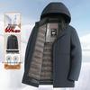 Herren Mittellange Daunenjacke aus Gänsedaunen mit herausnehmbarem Innenfutter - Verdickter Warmer Mantel für Väter mittleren Alters
