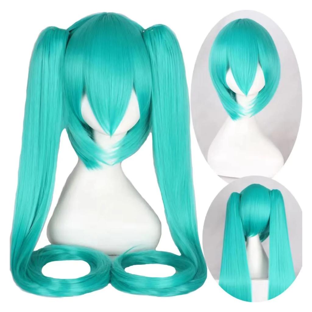 Hatsune Miku Anime Cosplay Wig, 110cm Double Ponytail Synthetic Fiber Wig, Halloween, Christmas