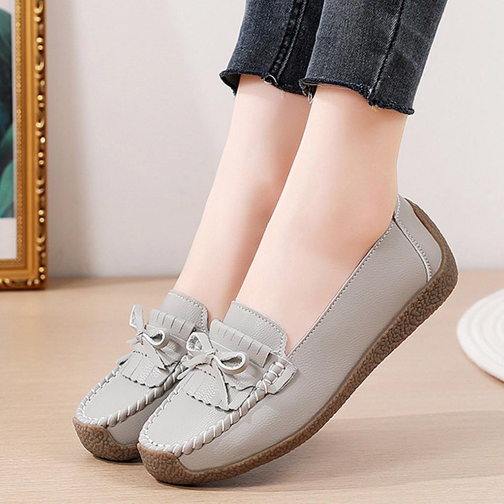 Leather Beans Shoes Women Soft Sole Single Shoes Footwear Fashion Shoes Flip Flop Sandals for Women Casual Summer