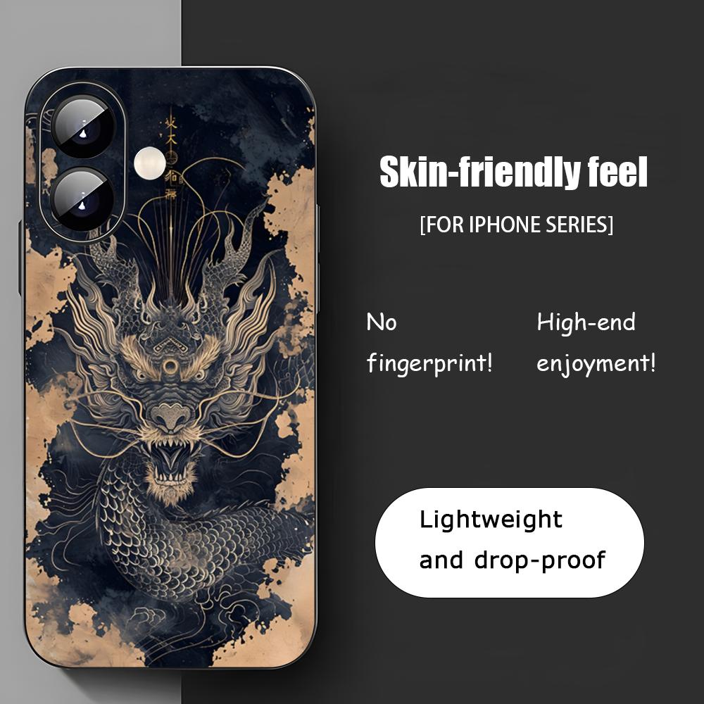 Japanese Dragon Popular Art Phone Case For iPhone 17 16 15 14 13 12 11 X XR XS 8 Plus Mini Pro Max Soft black Shockproof Cover
