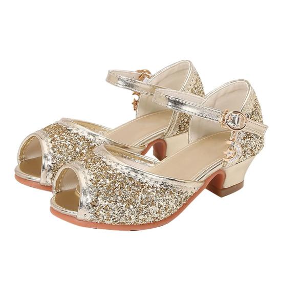 

Splozh Туфли для девочек Принцесса Высокие каблуки Закрытый носок Вечеринка Свадьба Обувь для девочек-цветочниц Малыш Маленький Большой ребенок, Серебристый 11 33 золотистый