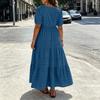 Women Plus Size Bohemian Maxi Dress Square Neck Puff Sleeve Loose Fit Casual Long Dress for Summer Beachwear