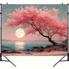 2D Sakura Moon Backdrop, Cherry Blossom Tree Photography Background