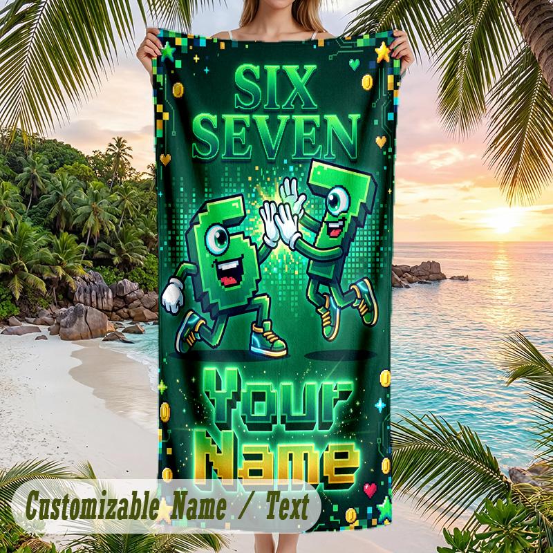 Adventure Travel Theme Beach Towel Personalized Custom Name & Text Soft Quick Dry Beach Towel for Swimming Travel