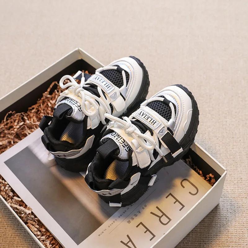 Children Mesh Running Shoes Korean Style Trendy 2024 Autumn New Boys Girls Sports Shoes Soft Comfortable Student Casual Sneakers