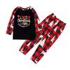 Family Matching Christmas Print Pajama Set with Round Neck Long Sleeve Top and Long Pants