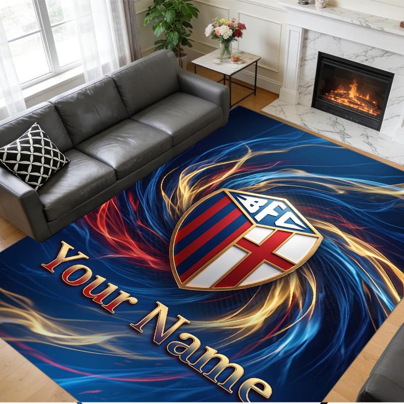 Crystal Velvet Rug Custom Name Text, Soft Non Slip Floor Mat Home DecorBologna FC