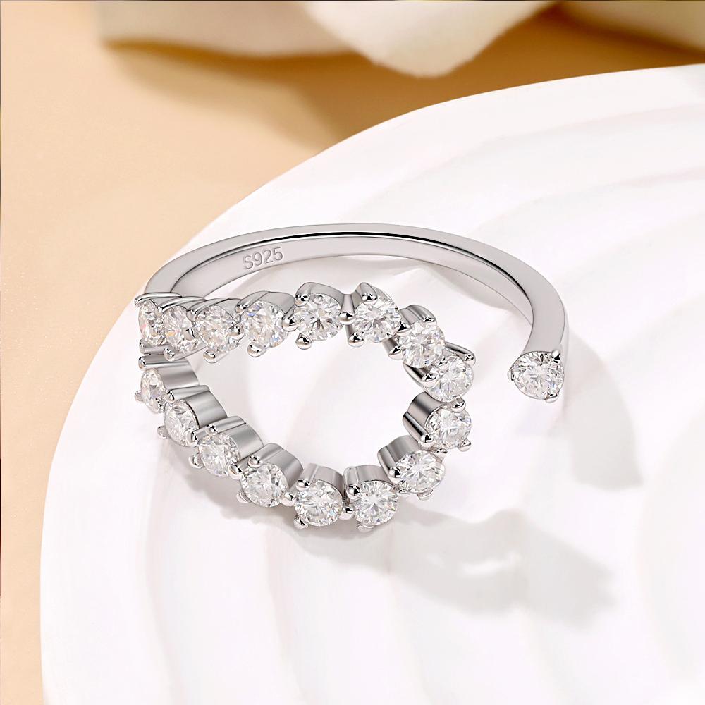 0.78cttw Full Moissanite Opening Rings for Women   CopperLab Diamond Row Ring Engagement Wedding Bands Jewelry GRA