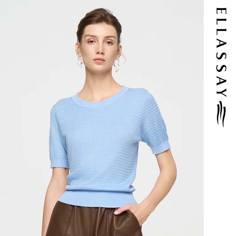 ELLASSAY Women's Mulberry Silk Round Neck Knit Top