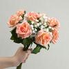 Rosa Artificiale con Foglie Verdi Fiore Finto Realistico Gambo Fiore Finto Casa Ufficio Matrimonio Festa Interno Esterno Fioritura Finta Centrotavola