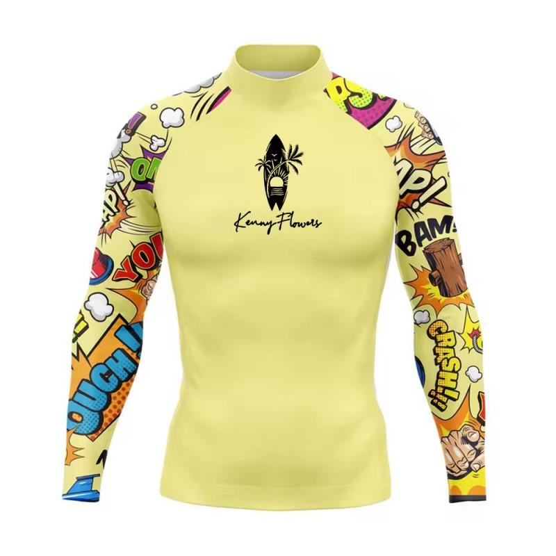 UPF50 Herren Langarm Rash Guard Schnelltrocknend Surferanzug UV-Schutz Schnorcheln Schwimmen