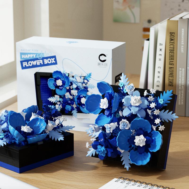 Bouquet of Roses Flower Box Blocks Drawable DIY Jewelry Box New Building Toys  Home Decor