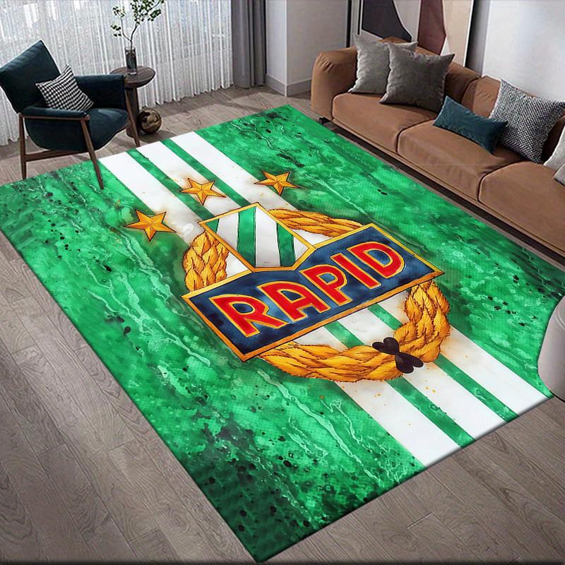 SK Rapid Wien Flannel Pattern Square Carpet,Area Rug,Carpet Rug for Living Room Bedroom Sofa Playroom Decor,Non-slip Floor Mat