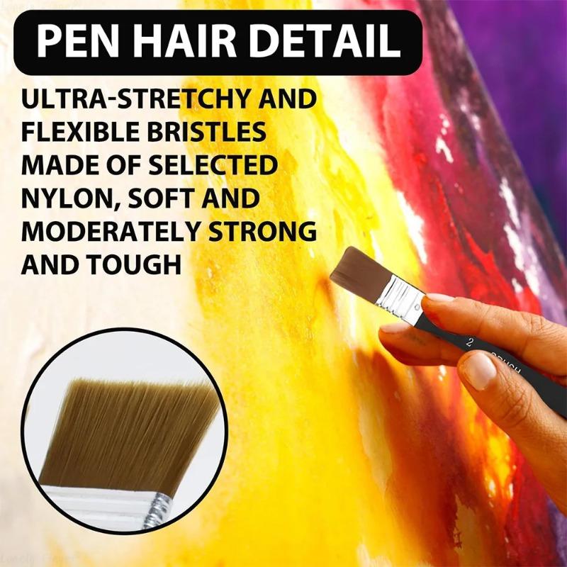 1/4 Stück Malpinsel, Flache Bright-Malpinsel Bastel-Grundierungs-Malpinsel mit Holzgriff für Acryl, Öl, Aquarell