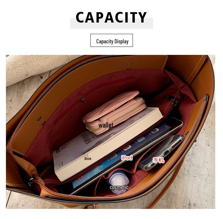 Minimalistyczna duża torba damska na rok 2025: Francuska niszowa torba na ramię o dużej pojemności na dojazdy i zajęcia