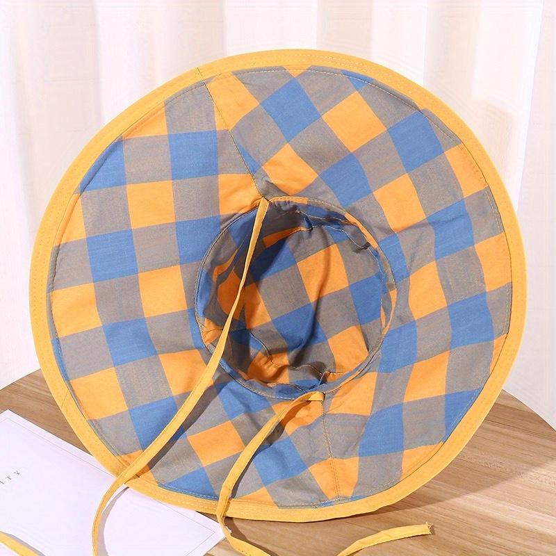 WTEMPO Wide Brim Sunscreen Bucket Hats Lace Up UV Protection Basin Hats Women Outdoor Travel Beach Sun Hats