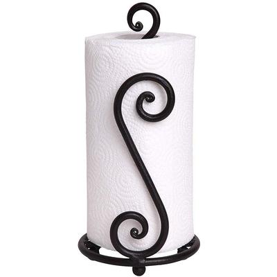 Wrought Iron S Shape Tissue Paper/Towel/Roll/Napkin Holder/Dispenser for Kitchen Bathroom and Dining Table (Black)