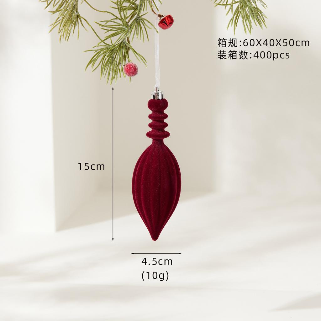 Red Velvet Flocked Christmas Tree Pendant Snowflake Bell Wreath Stocking Bow Elk Christmas Decoration Ornaments Home Decor