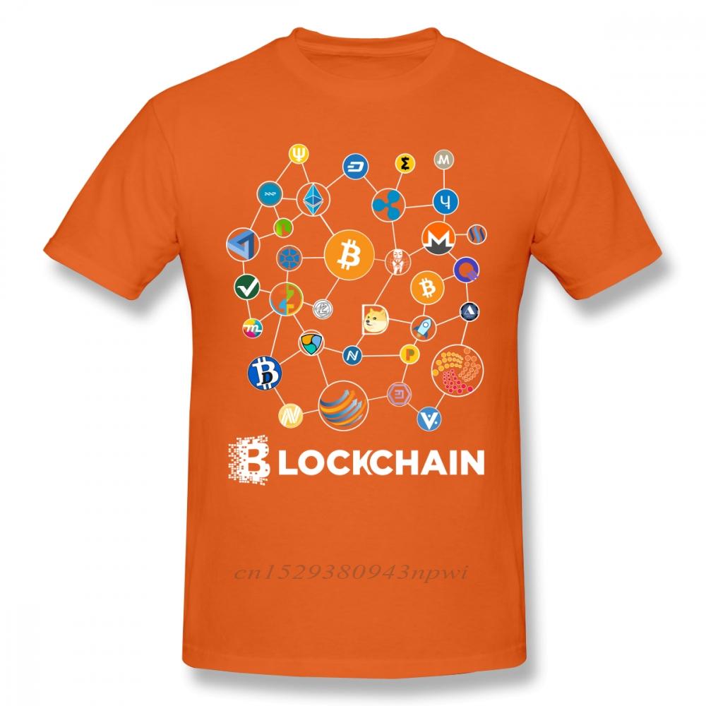 Blockchain BitCoin Litecoin Ripple Ethereum Cryptocurrency T Shirt For Men Popular Tee Christmas Gift Tshirt Cotton Fabric