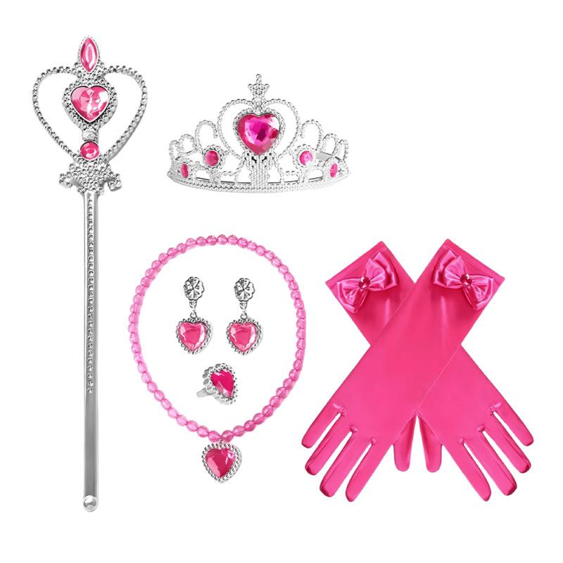 Princess Accessories Gloves Wand Crown Jewelry Set Wig Necklace Braid for Princess Dress Clothing Cosplay Dress UP