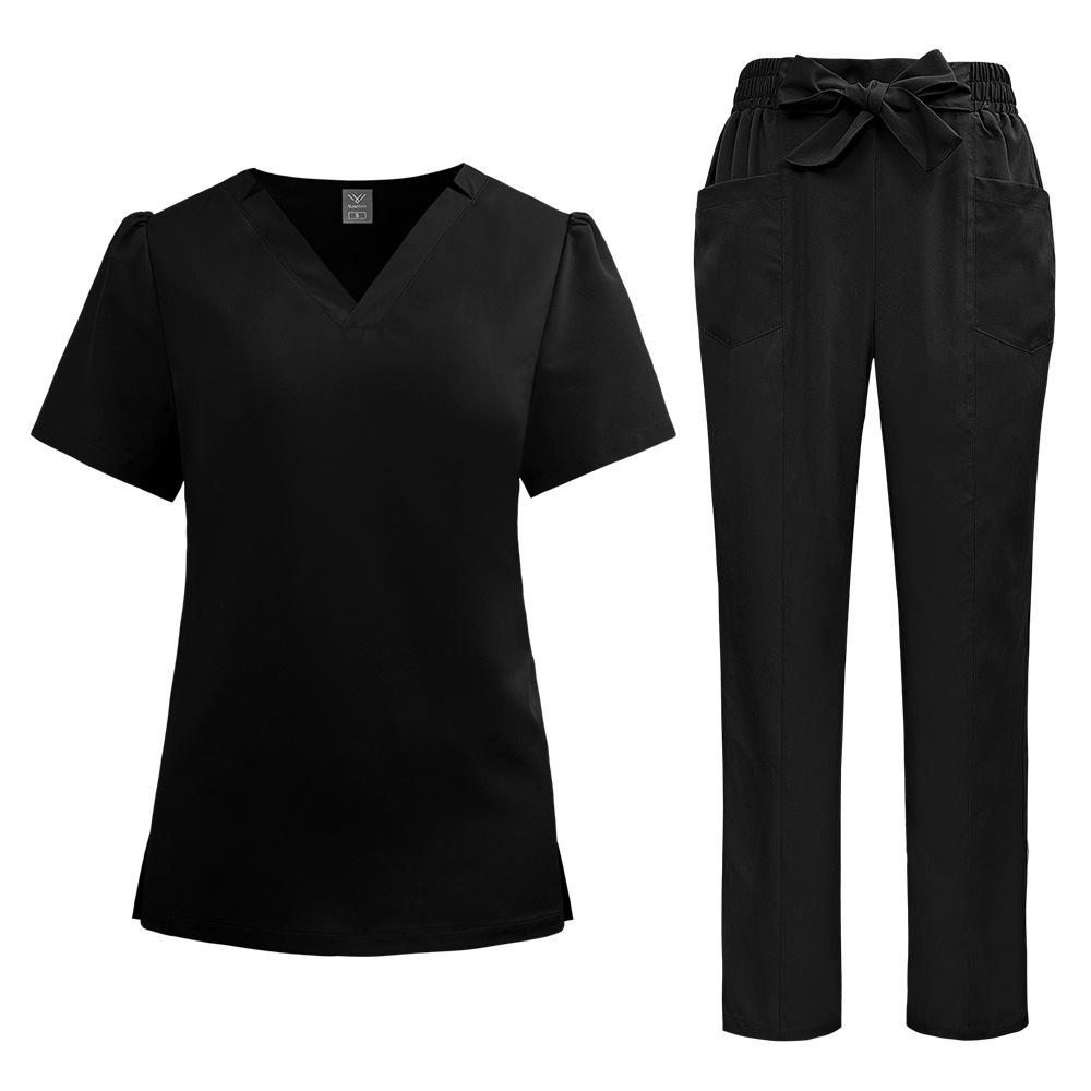 Women's new quick-drying thin beauty salon SPA club bow solid color hospital work nurse uniform hand wash